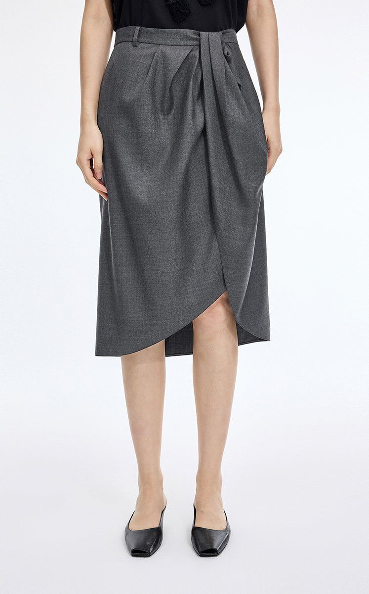 Skirt / JNBY Wool Jacquard Midi Skirt Dark Grey Marl