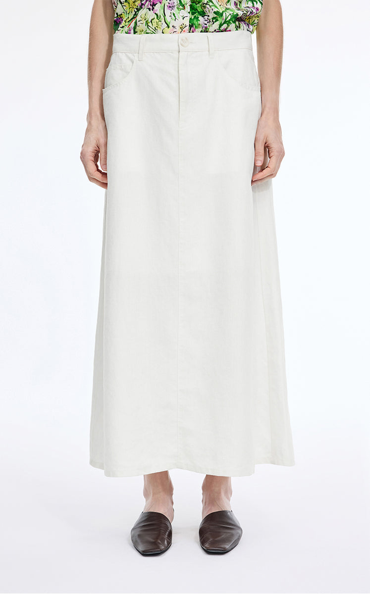 Skirt / JNBY Ramie A-Line Maxi Skirt Off White