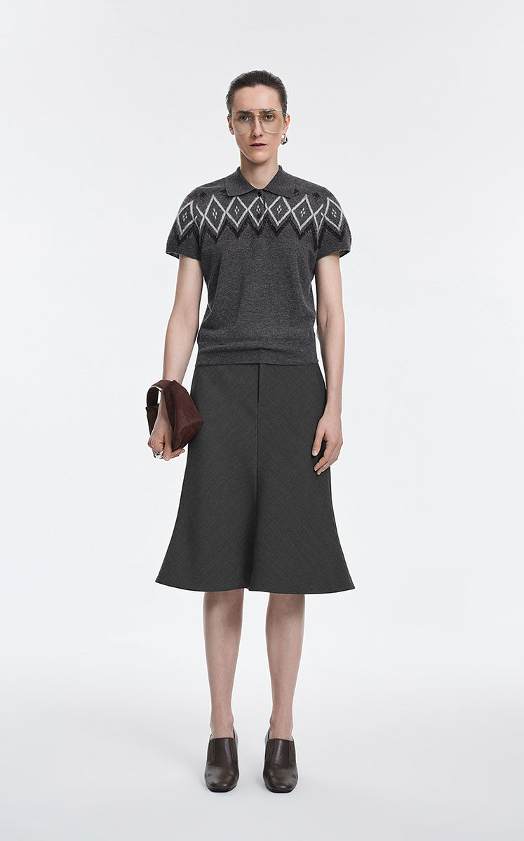 Skirt / JNBY Merino Wool Blend Midi Skirt Heather Grey