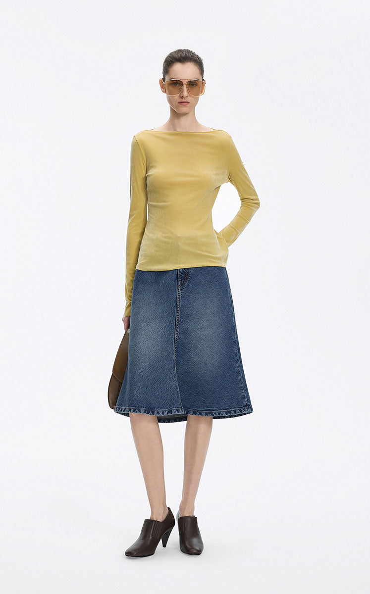 Skirt / JNBY Mid-Length Denim Flare Skirt