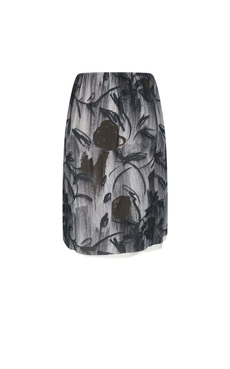 Skirt / JNBY Nylon Midi Skirt with Rose Shadow Print