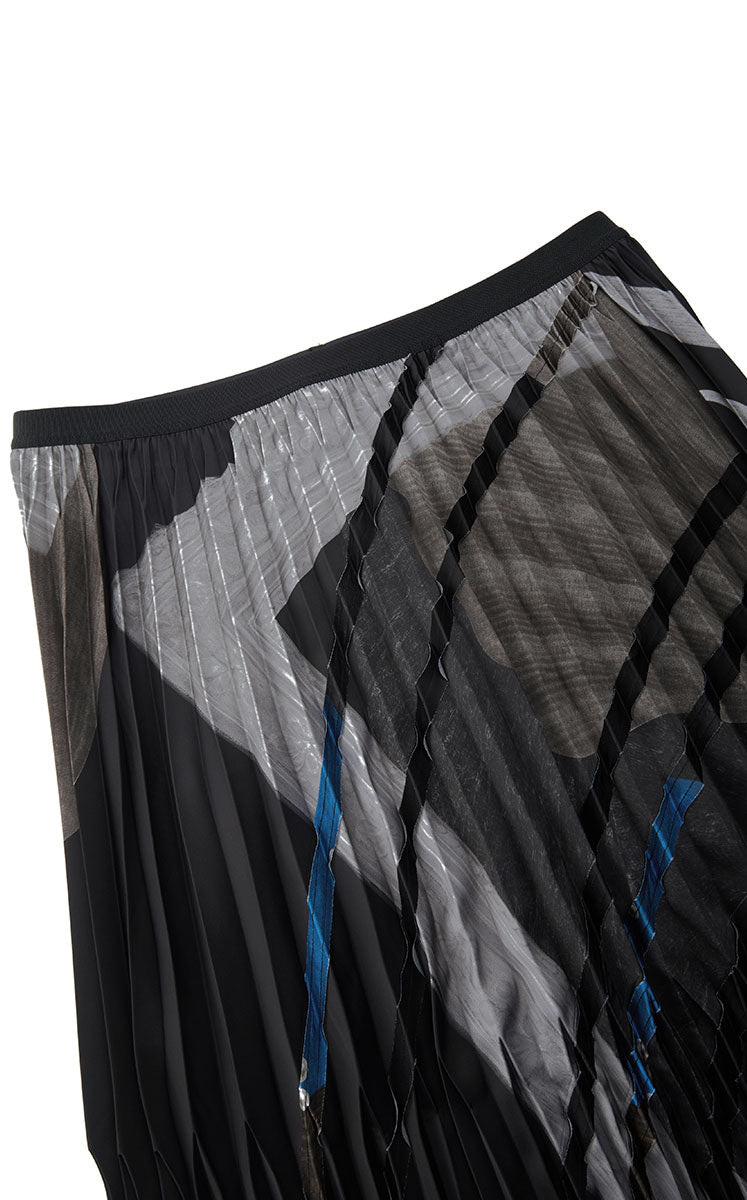 Skirt / JNBY Pleated A-Line Midi Skirt with Abstract Print