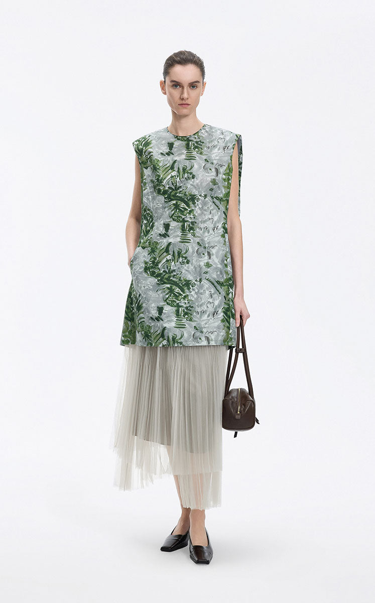 Skirt / JNBY Pleated Mesh A-Line Maxi Skirt