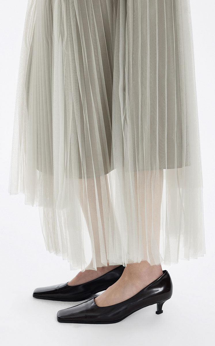 Skirt / JNBY Pleated Mesh A-Line Maxi Skirt