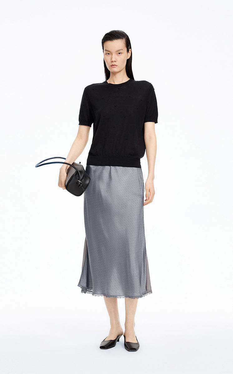 Skirt / JNBY Cupro Jacquard Midi Skirt Grey-1