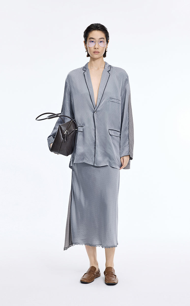 Skirt / JNBY Cupro Jacquard Midi Skirt Grey-1