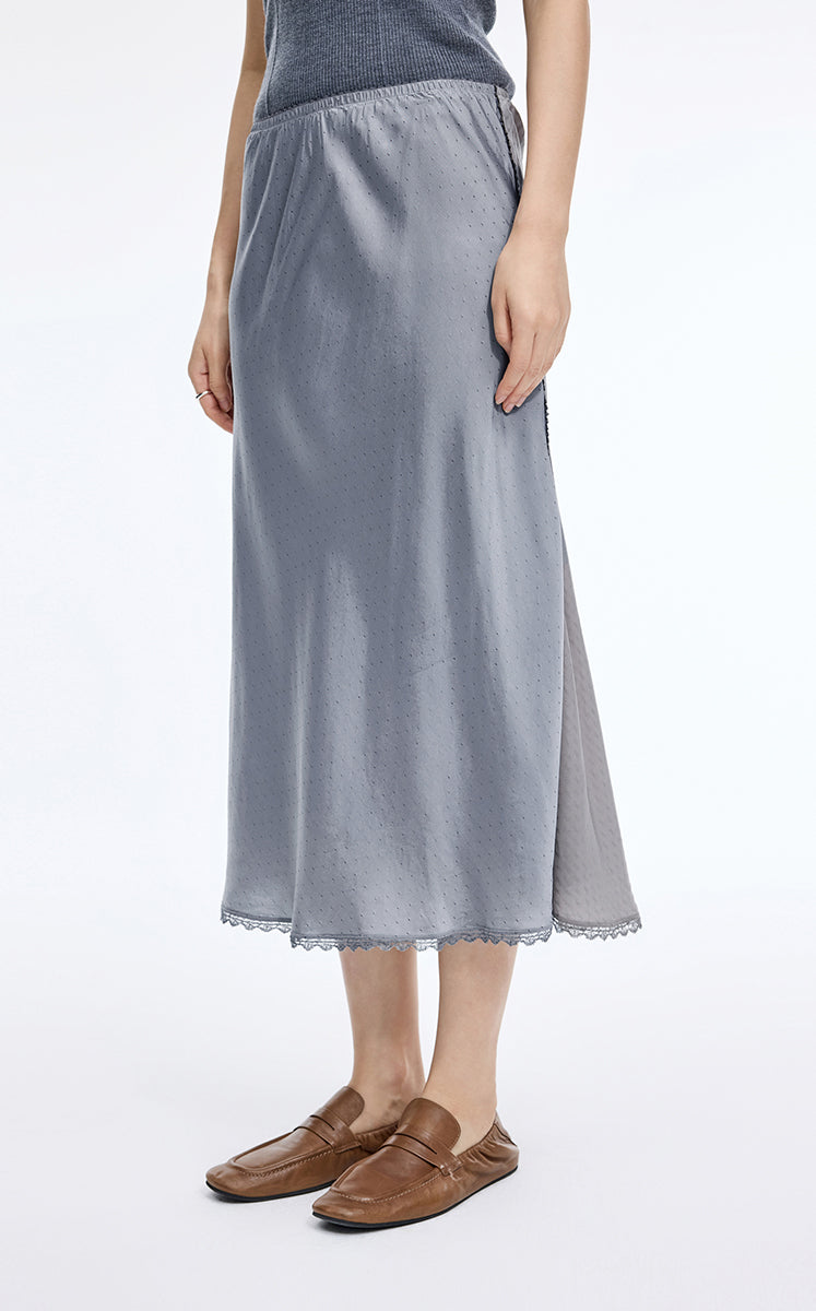 Skirt / JNBY Cupro Jacquard Midi Skirt Grey-1