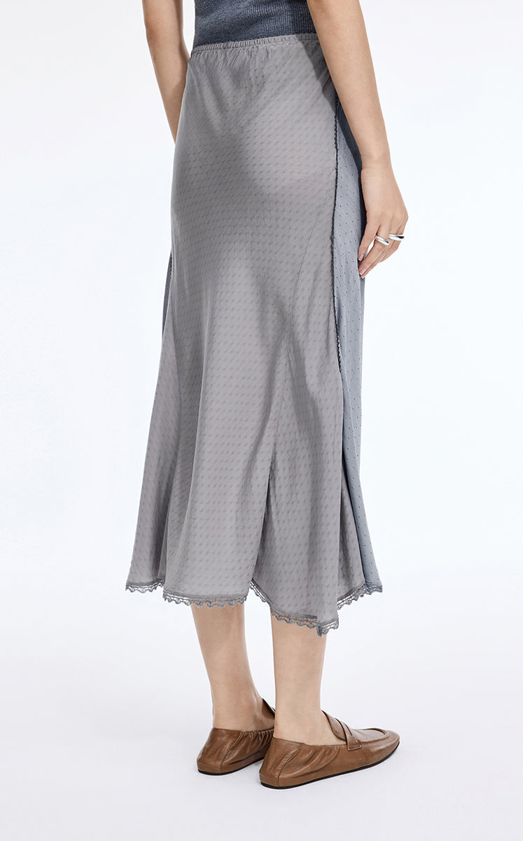 Skirt / JNBY Cupro Jacquard Midi Skirt Grey-1