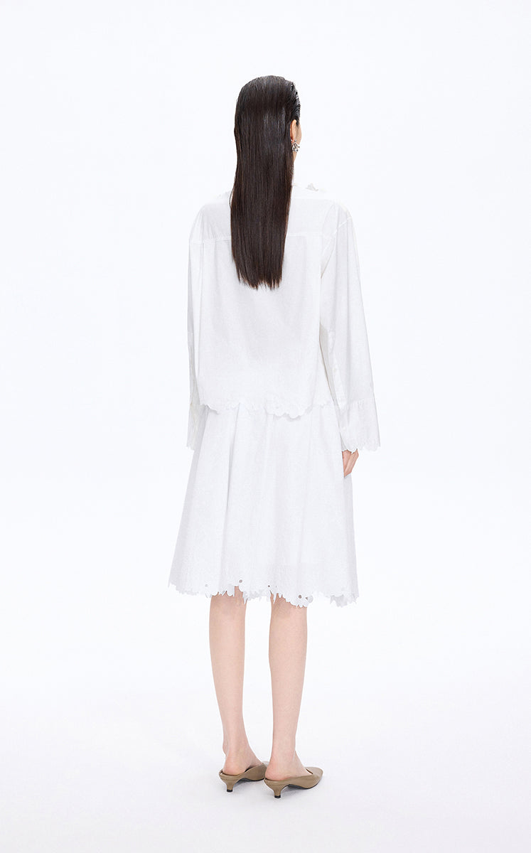Skirt / JNBY Drawstring Cotton Midi Skirt Ecru-2