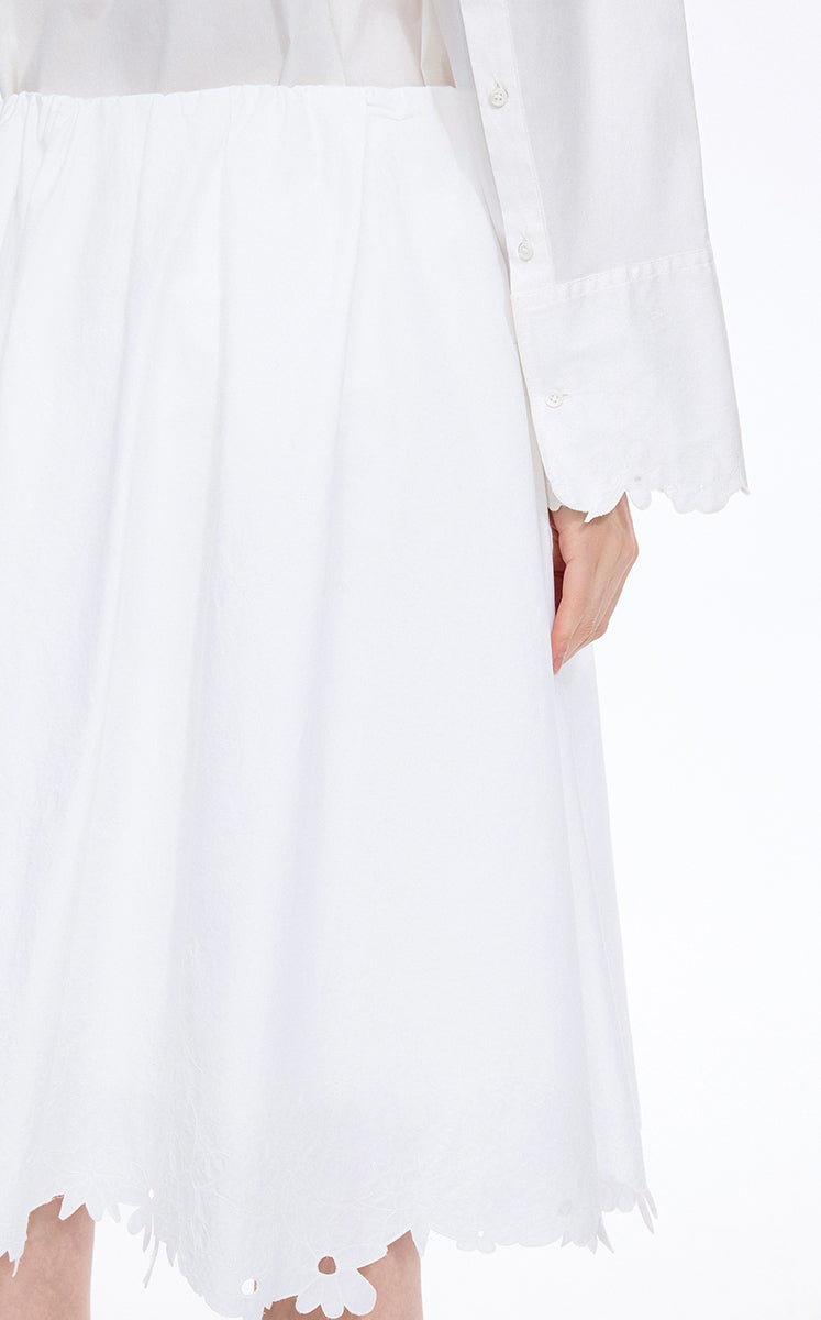 Skirt / JNBY Drawstring Cotton Midi Skirt Ecru-2