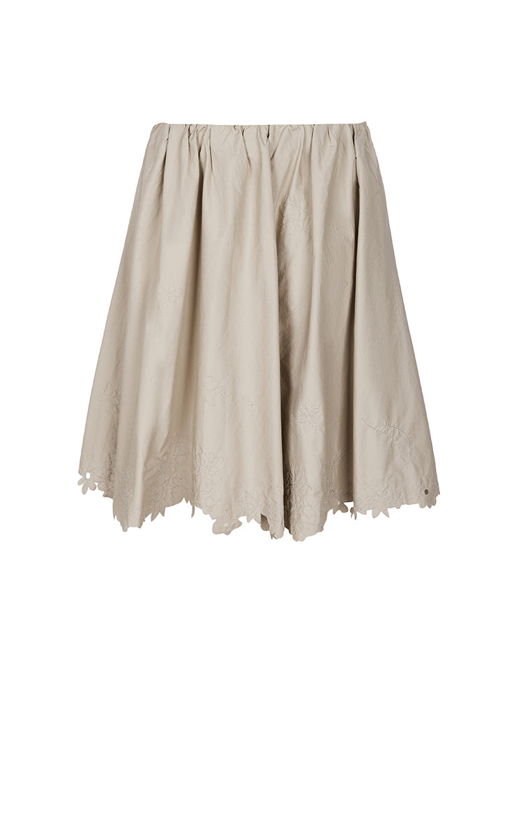 Skirt / JNBY Drawstring Cotton Midi Skirt Sand Khaki-3