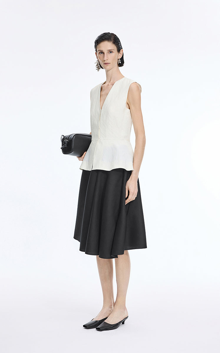 Skirt / JNBY Irregular Hem A-Line Skirt Black-1