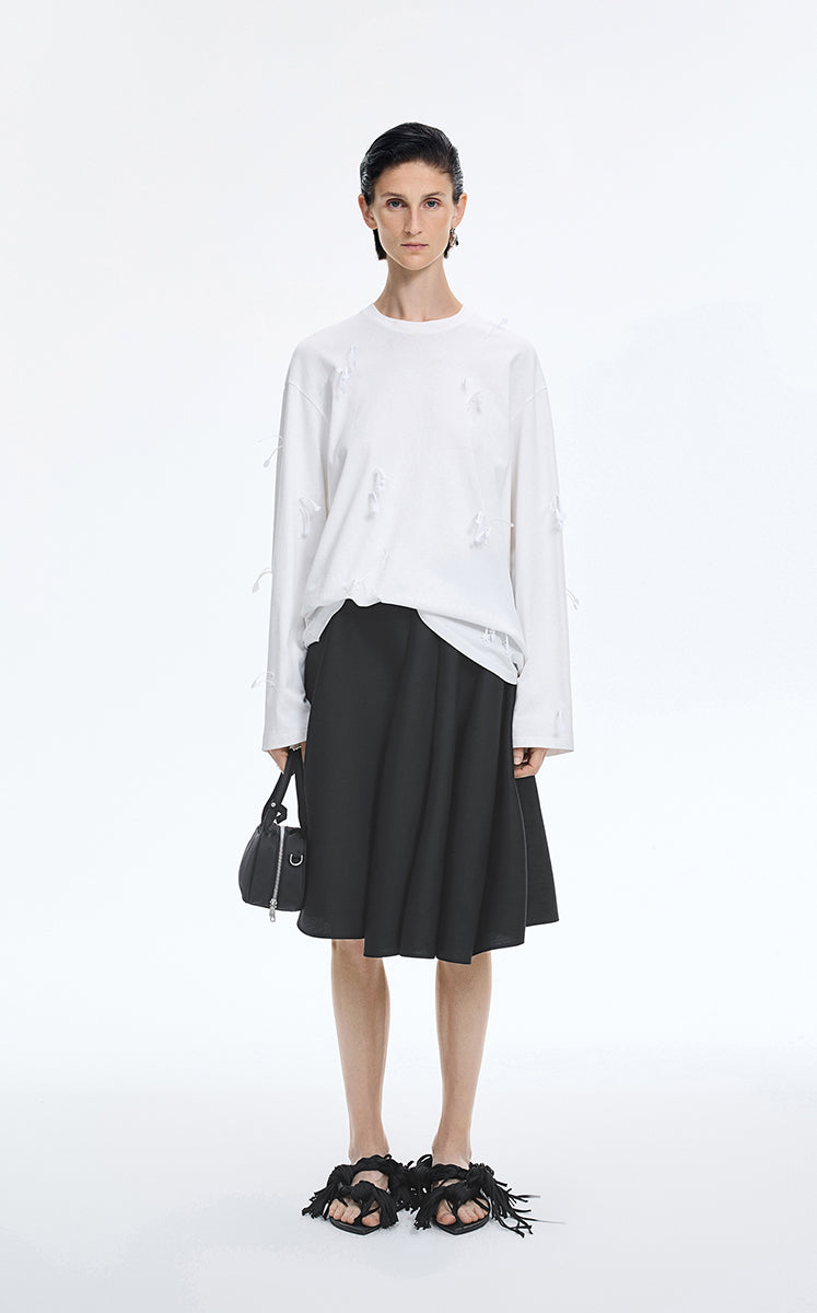 Skirt / JNBY Irregular Hem A-Line Skirt Black-1