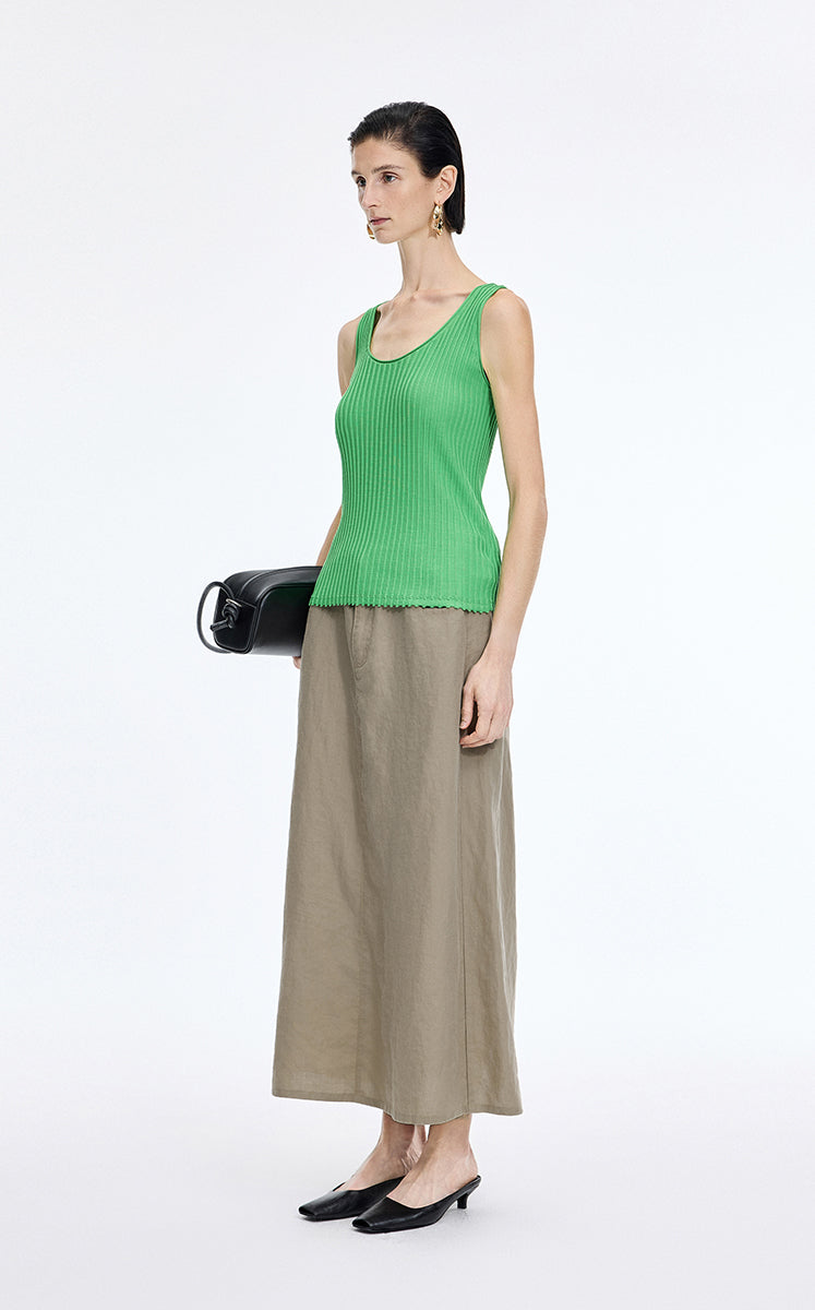 Skirt / JNBY Ramie A-Line Maxi Skirt Oatmeal-3