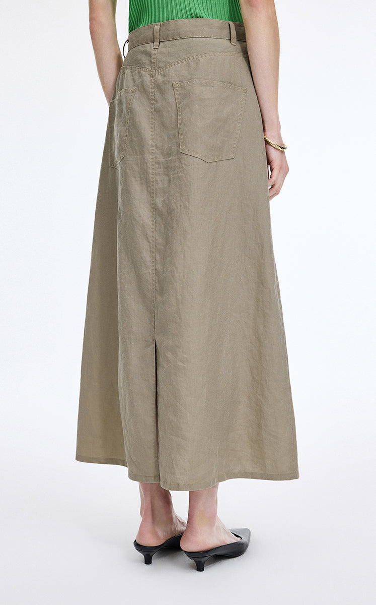 Skirt / JNBY Ramie A-Line Maxi Skirt Oatmeal-3