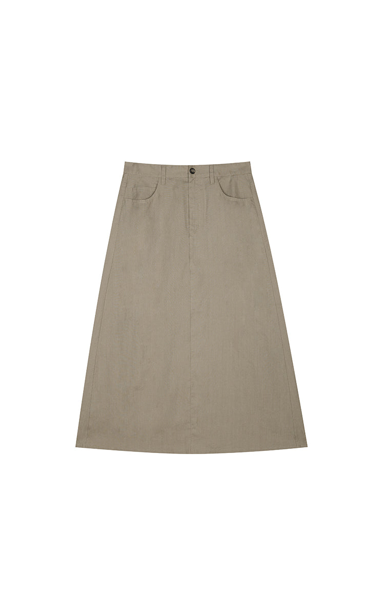 Skirt / JNBY Ramie A-Line Maxi Skirt Oatmeal-3