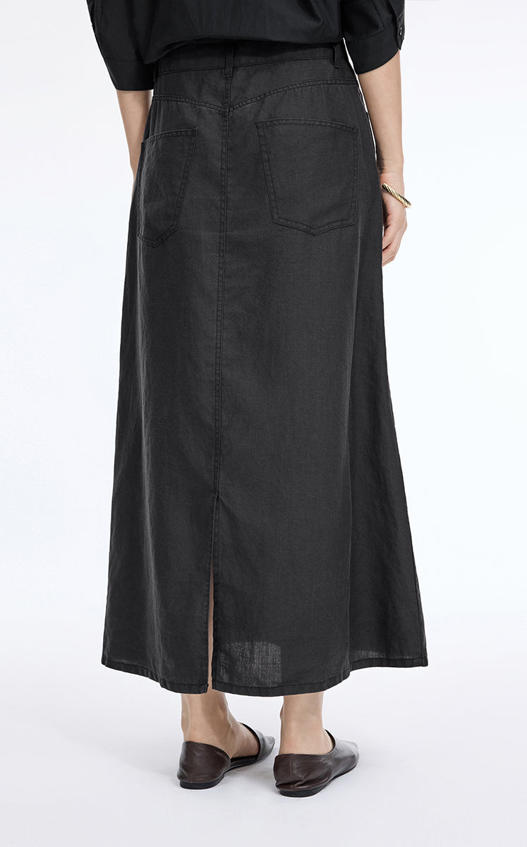 Skirt / JNBY Ramie A-Line Maxi Skirt Jet Black-1