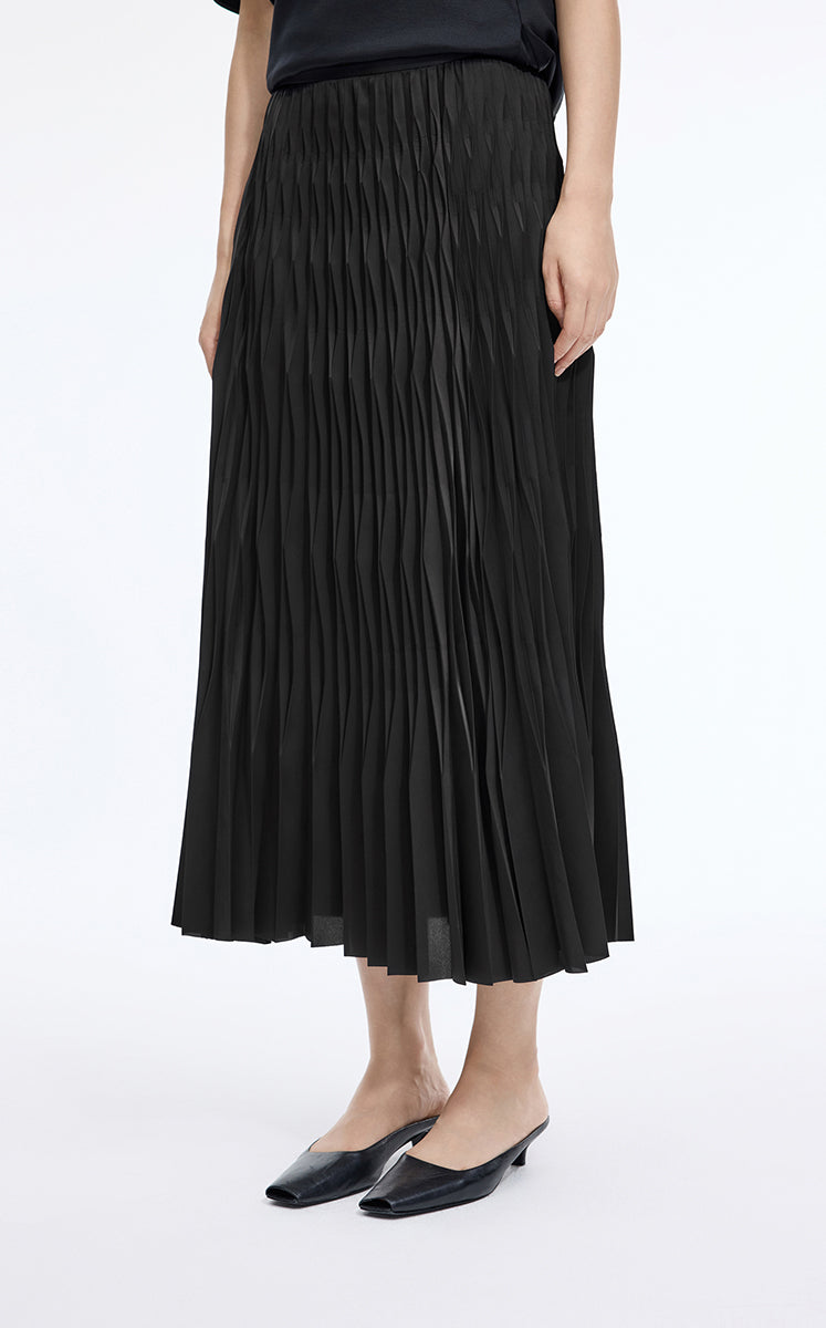Skirt / JNBY Sculpted Pleated Maxi Skirt Jet Black-1