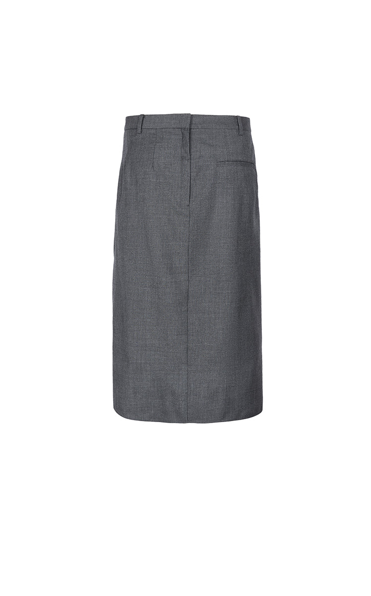 Skirt / JNBY Wool Jacquard Midi Skirt Dark Grey Marl-2