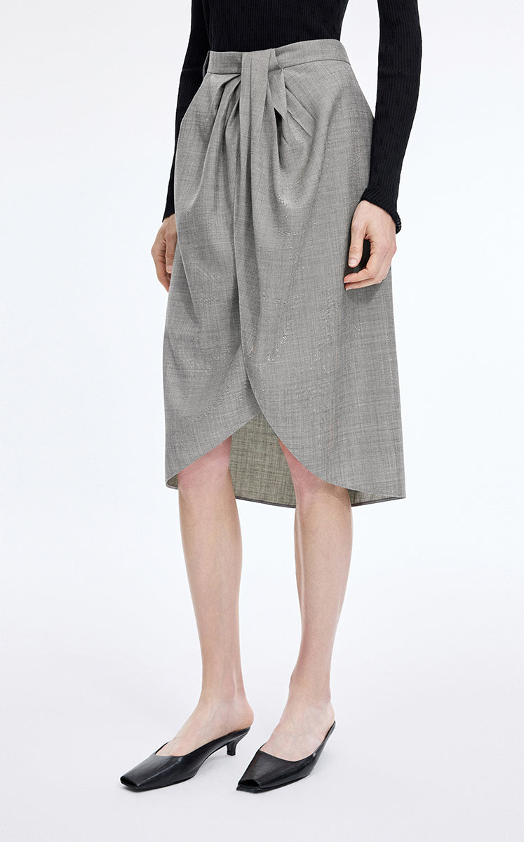 Skirt / JNBY Wool Jacquard Midi Skirt Black & White-1
