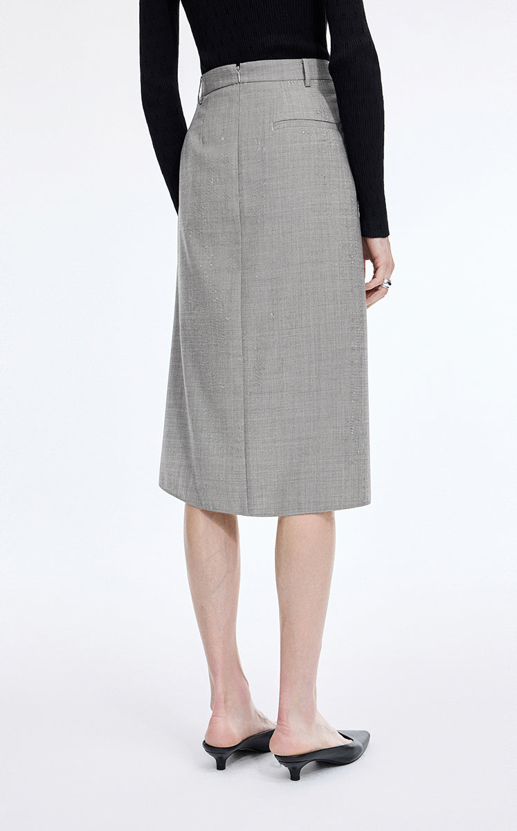 Skirt / JNBY Wool Jacquard Midi Skirt Black & White-1