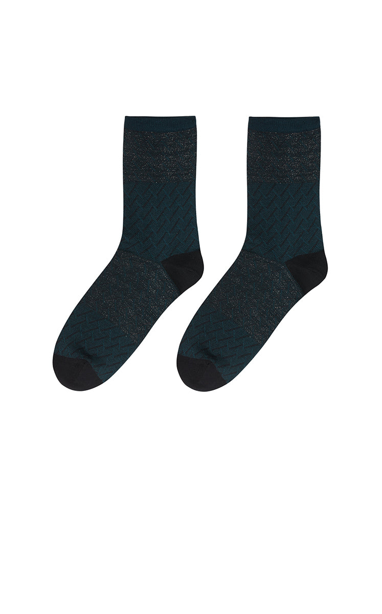Socks / JNBY Retro Striped Mid-Crew Socks Black Navy M