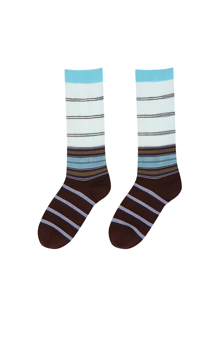 Socks / JNBY Striped Cotton Blend Mid-Crew Socks Blue Stripe M