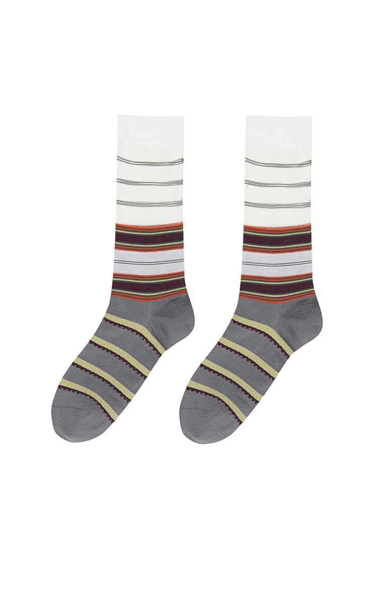 Socks / JNBY Striped Cotton Blend Mid-Crew Socks Grey Marl M