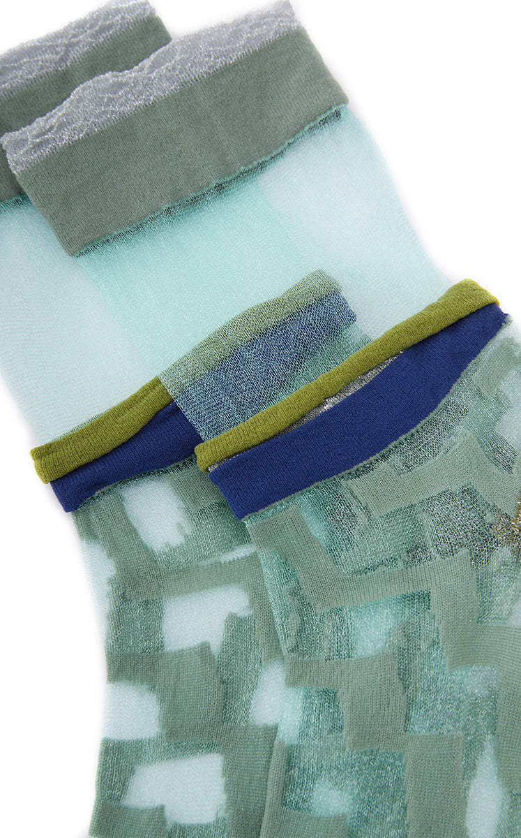 Socks / JNBY Art Stripe Low-Cut Socks Blue Marl-2