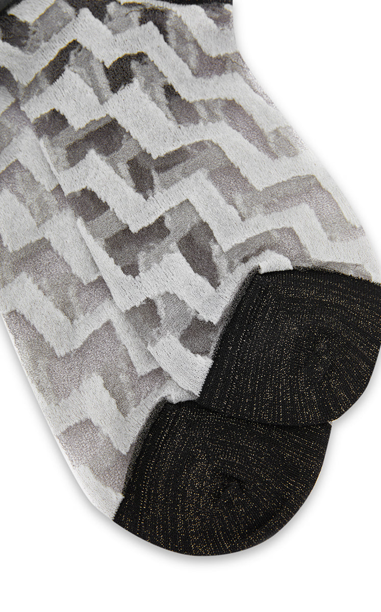 Socks / JNBY Art Stripe Low-Cut Socks Black & White Stripe / Check-3