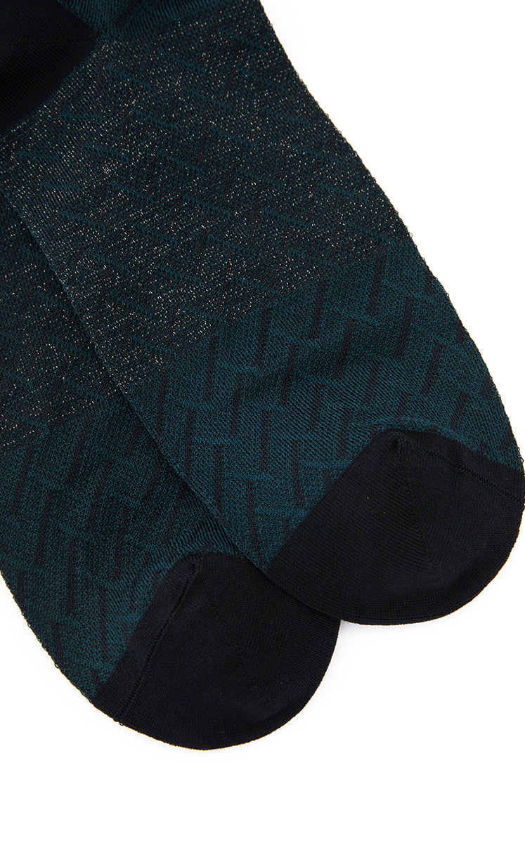 Socks / JNBY Retro Striped Mid-Crew Socks Black Navy-2