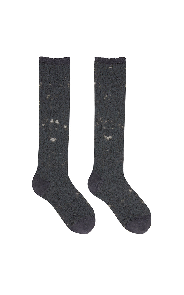 Socks / JNBY Textured High-Crew Socks Charcoal-2