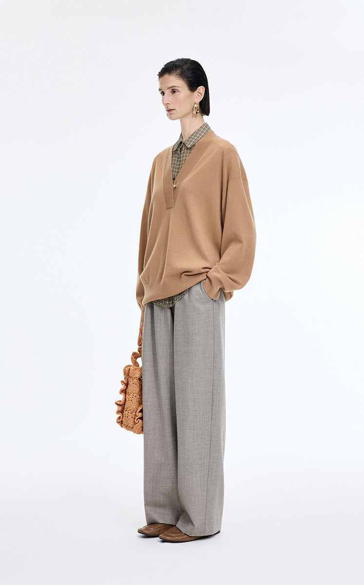 Sweater / JNBY Alpaca Wool Blend V-Neck Pullover
