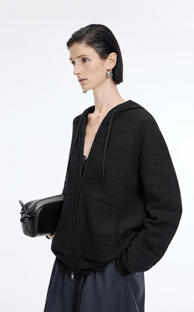 Sweater / JNBY Cotton Blend Hooded Cardigan Sweater