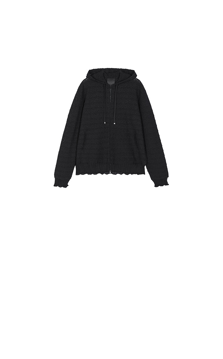 Sweater / JNBY Cotton Blend Hooded Cardigan Sweater