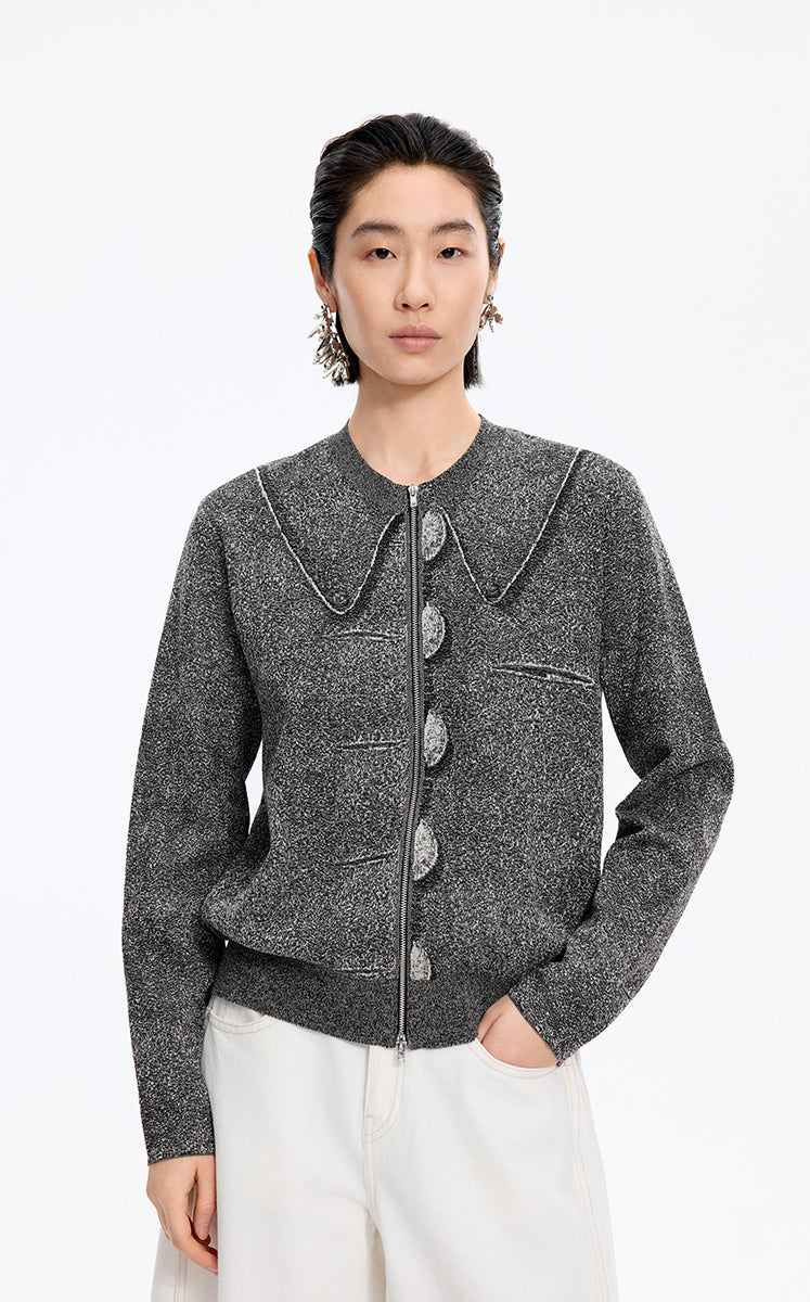 Sweater / JNBY Cotton Jacquard Longline Open Cardigan