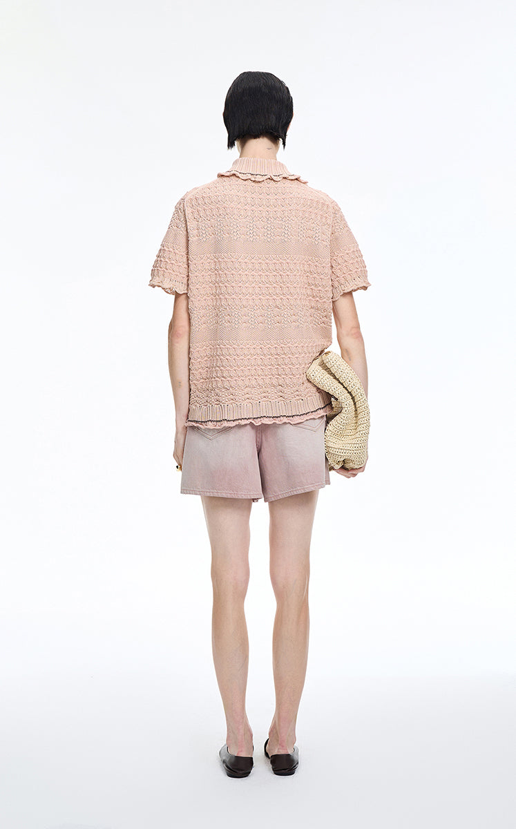 Sweater / JNBY Cotton Jacquard Short Sleeves Pullover