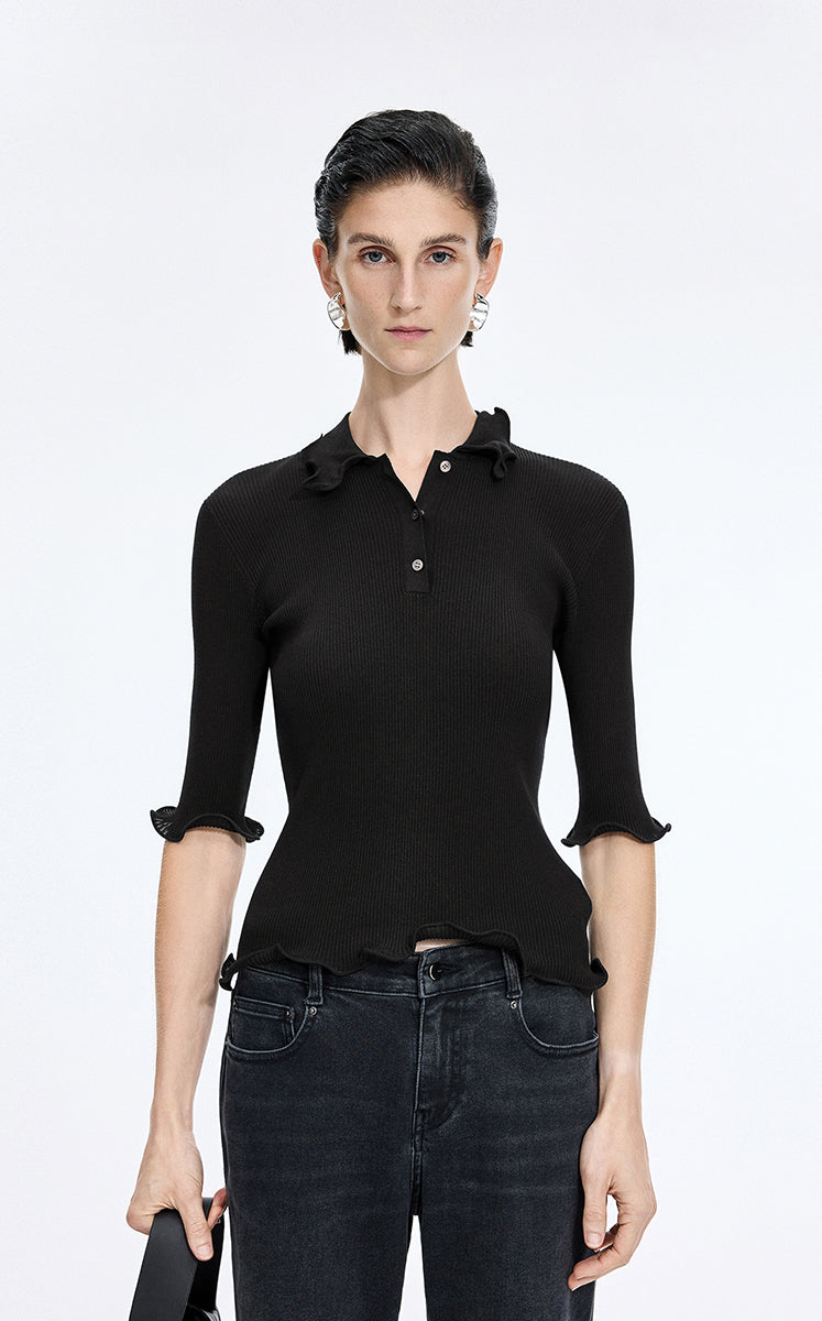 Sweater / JNBY Fitted Twist Cotton Blend Pullover