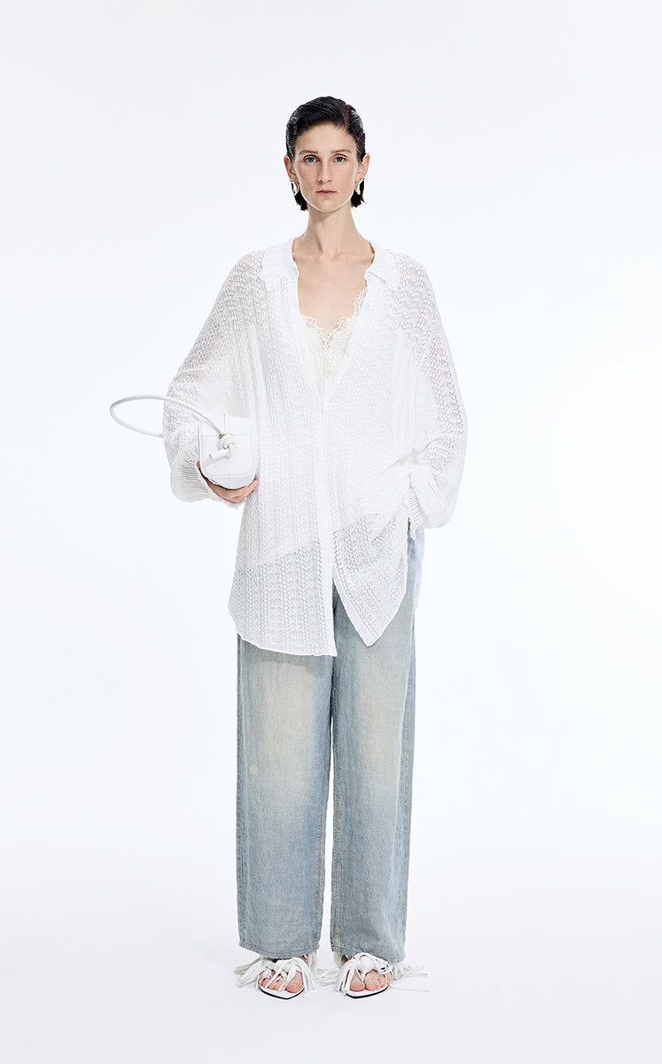 Sweater / JNBY H-Shaped Longline Cotton Cardigan Ecru