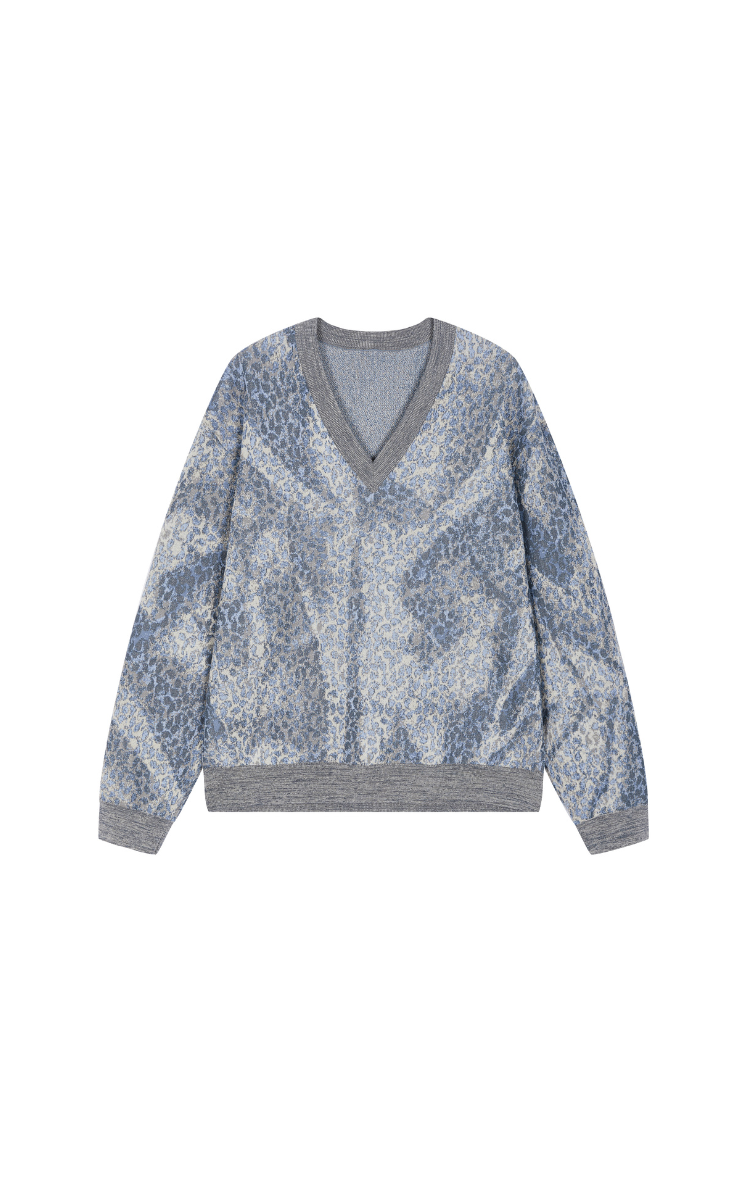 Sweater / JNBY Herringbone Pleated V-Neck Pullover