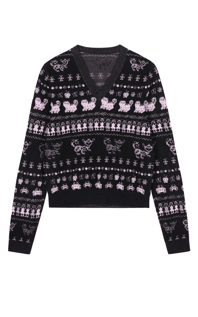Sweater / JNBY Intarsia-Knitted V-Neck Jumper