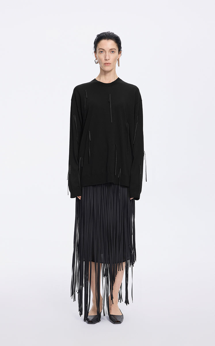 Sweater / JNBY Merino Wool Oversized T-Knit Sweater Black