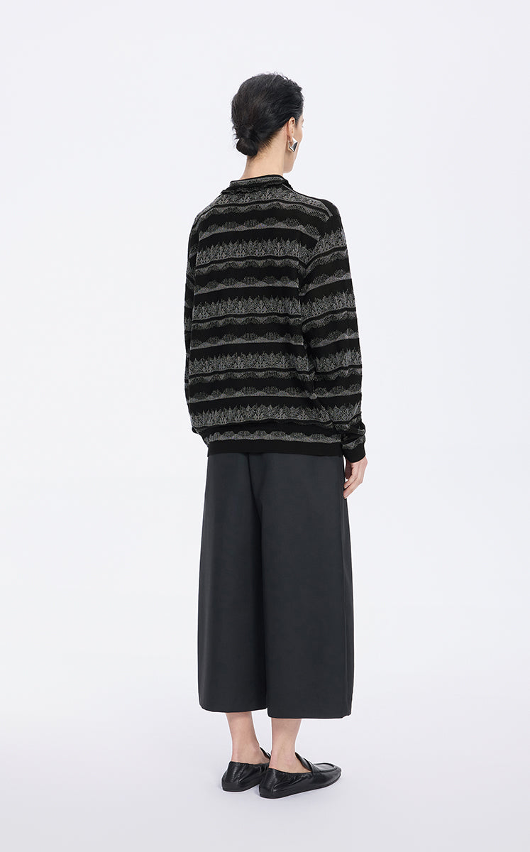 Sweater / JNBY Textured Knit Long-Sleeve Polo Top