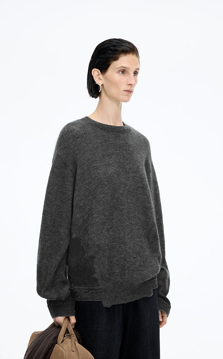 Sweater / JNBY Oversized Knitted Denim Panel Pullover