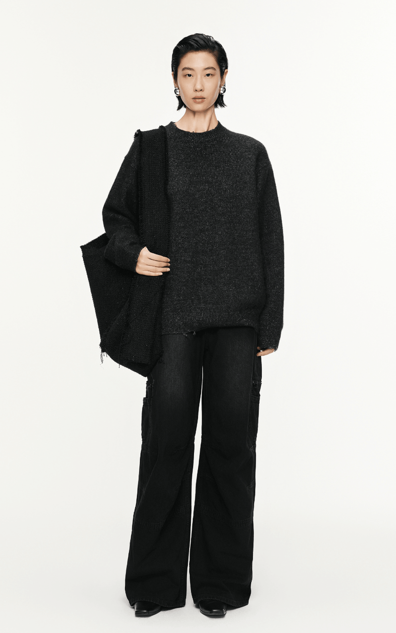 Sweater / JNBY Relaxed Metallic-Threading Sweater Deep mixed grey