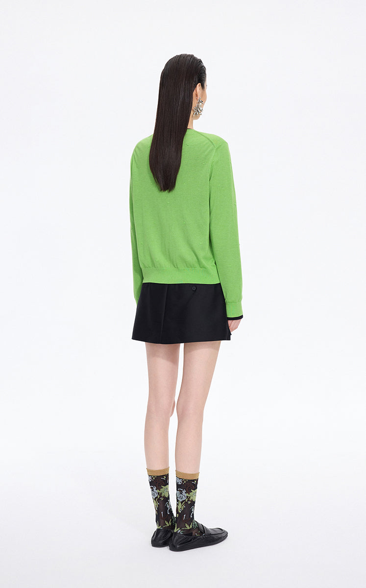 Sweater / JNBY Round-Veck Lyocell Wool Cardigan