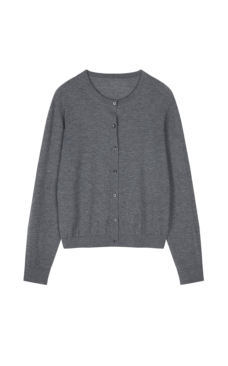 Sweater / JNBY Round-Veck Lyocell Wool Cardigan