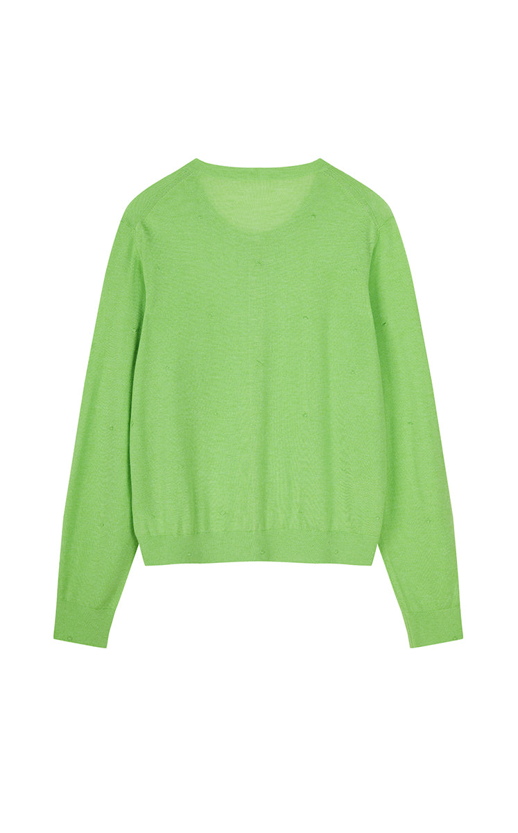 Sweater / JNBY Round-Veck Lyocell Wool Cardigan