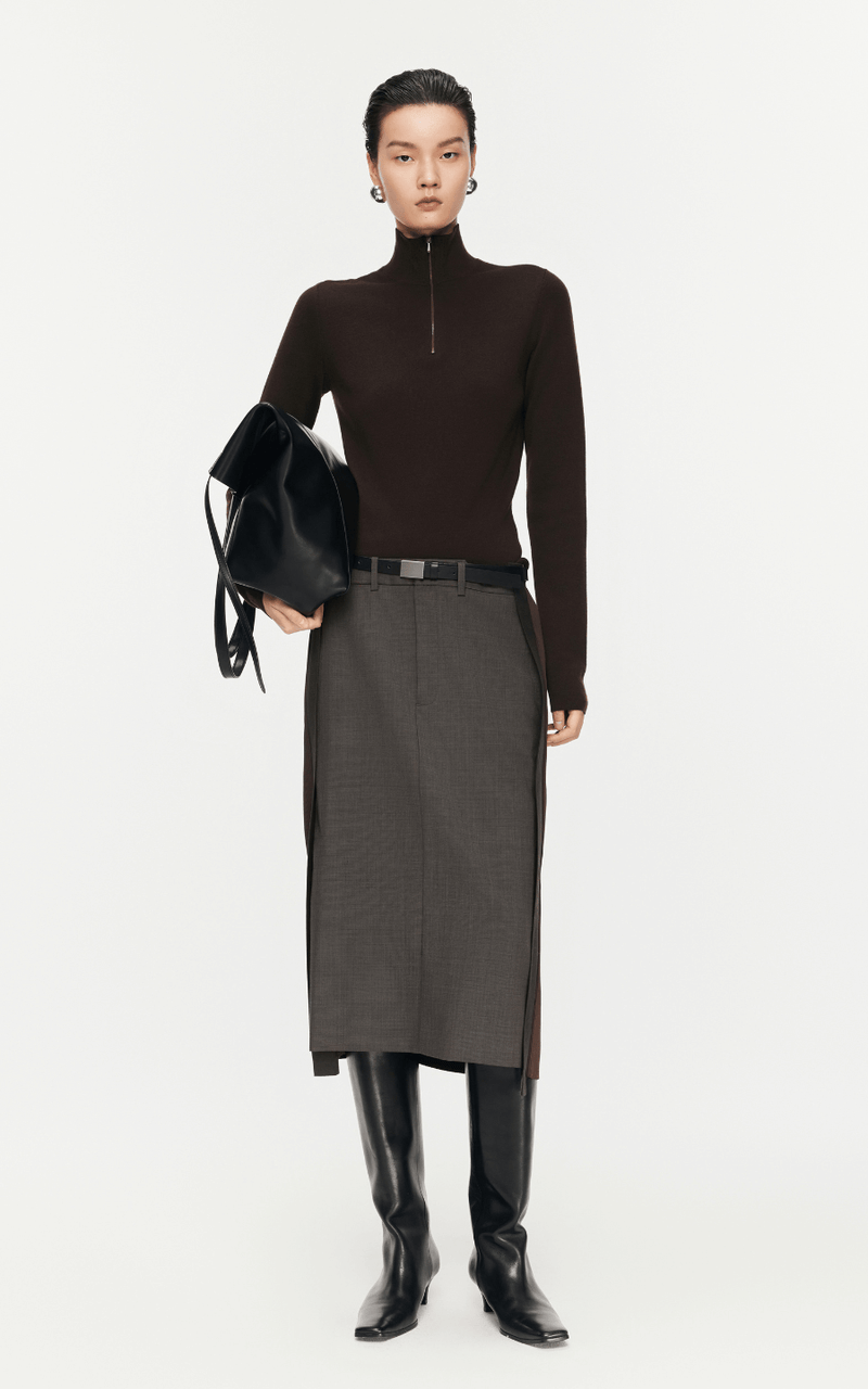 Sweater / JNBY Slim Fit Wool Knitted Sweater Dark Brown