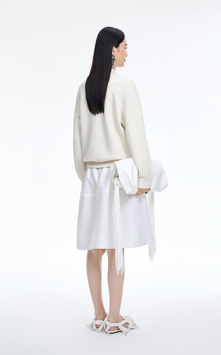 Sweater / JNBY Wool-Blend Collarless Zip Cardigan